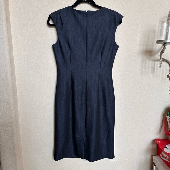 Calvin Klein Blue Ruched Asymmetrical Sheath Dress - Picture 3 of 16